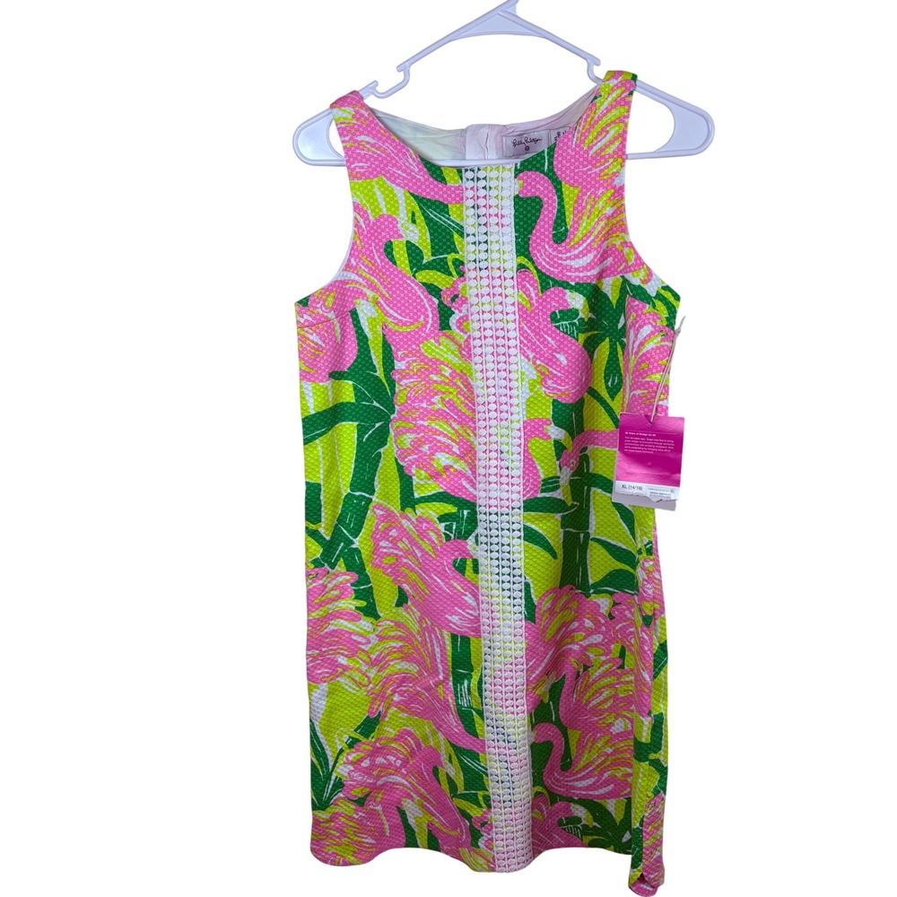 NWT Lilly Pulitzer for Target Dress Girls XL Pink Green Flamingo Shift Preppy